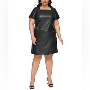 NWT - Calvin Klein - Vegan Leather Mini Dress